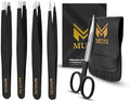 MUSI 5 PCS Tweezers for Women Facial Hair, with Eyebrow Scissors Set by MUSI