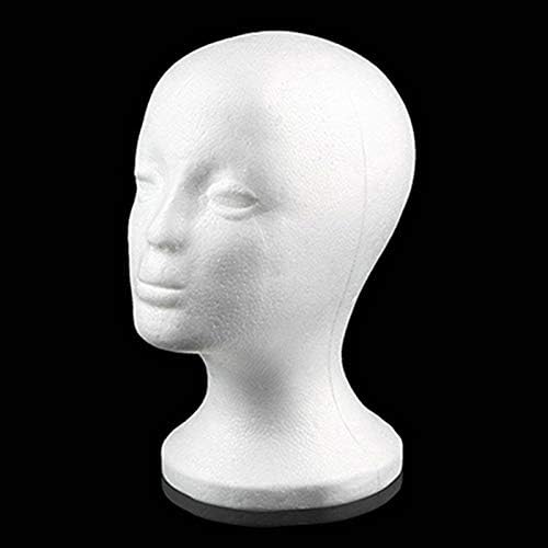 Foam Mannequin Head Wig Stand, Styrofoam Mannequin Display Hairpieces Stand Holder Cosmetics Model Head Wig Display for Style, Model, Hair, Hats, Hairpieces, Mask, Salon (Female) - Image 3
