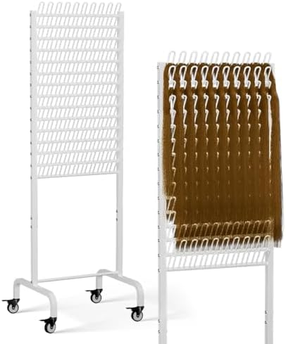 150 Pegs Braiding Hair Rack, Adjustable Hair Separator Stand with Wheels, Hair Extension Holder for Hair Stylists, Braiders, Home, Salon, Beauty School, White by Tigerden