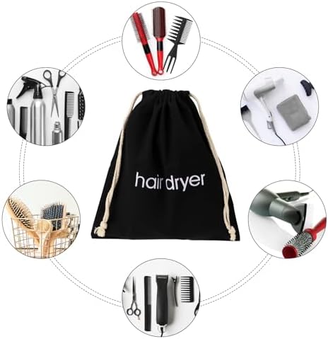 Hair Dryer Bag with Drawstring - Travel Container for Hair Tools, Use at Home, Gym, Hotels (Black) - Image 3
