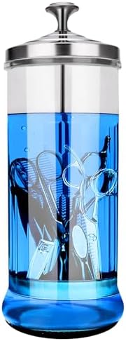 Disinfectant Sterilizer Glass Jar - Capacity 37 Oz Glass with Removable Strainer Tray for Cleaning, Storage & Organization of Manicure Nail Tools & Barber Salon Supplies by IEBARBER