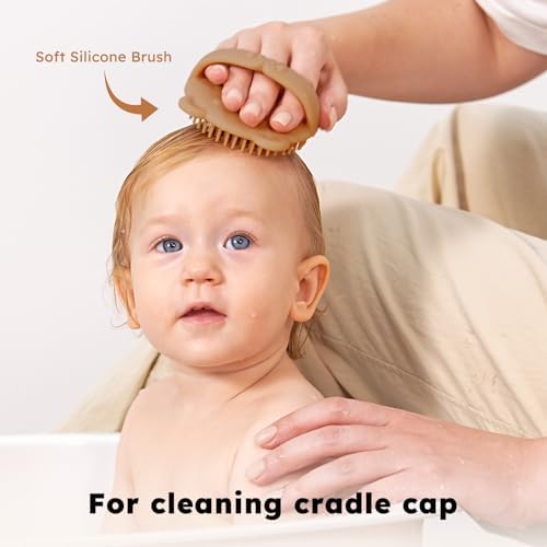 Yoofoss 4 Piece Baby Hair Brush and Comb Set, Wooden Baby Hair Brush with Natural Ultra Soft Goat Hair, Baby Comb Set for Boy, Girl - Walnut - Image 2