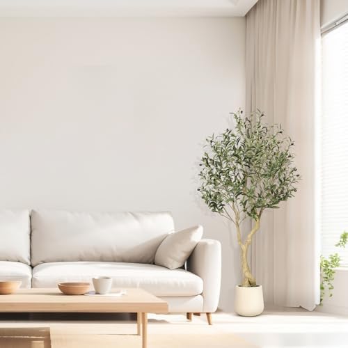Realead 5ft Olive Trees Artificial Indoor with White Tall Exquisite Planter - Image 2