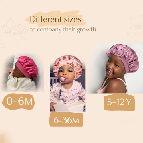 YANIBEST 2 PCS Soft Satin Bonnet, Overnight Protection, Kids Toddler Baby - Image 4