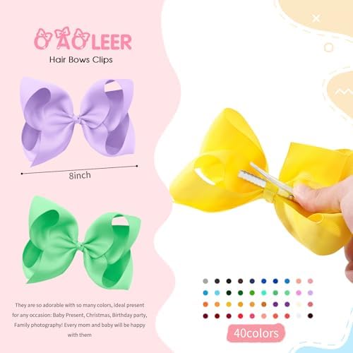 Oaoleer 40Pcs 8" Hair Bows Clips for Girls Tolddler Hair Accessories - Image 2