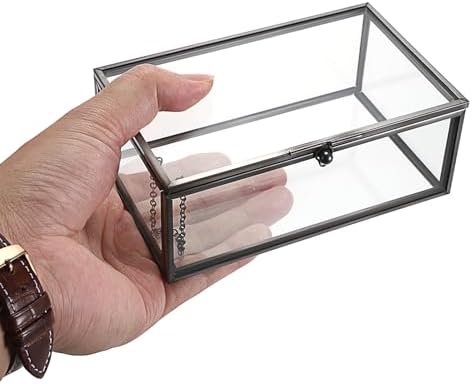 Hipiwe Vintage Glass Keepsake Box Clear Jewelry Display Lidded Box with Lid - Image 4