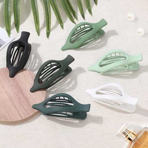 Flat Hair Clips for Women - 6 PCS French Flat Claw Clips Medium Hair Clips for Girls Large Hair Claw Clips for Thick or Thin Hair Strong Hold No Slip Hair Accessories for women (Green) - Image 2