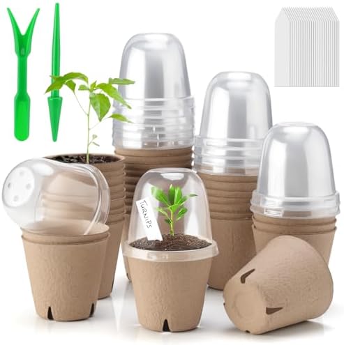 36 Set 3.15 Inch Peat Pots Plant Starters for Seedling with Humidity Dome by Baxrou