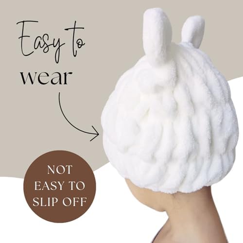 Microfiber Hair Towel Wrap for Kids, Snow Bear Toddler Quick Dry Cap - Image 2
