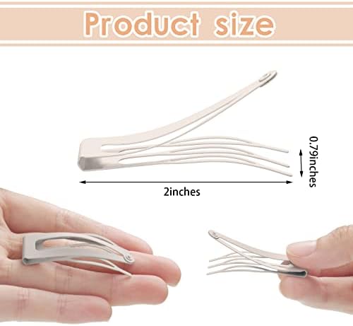 Chinco Beige 24 Pcs Double Grip Hair Metal Snap Clips,2 Inch - Image 2