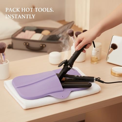 Silicone Heat Resistant Pouch for Hair Styling Tools, Travel Storage Bag for Curling Iron & Straightener, Portable Organizer Case - Image 3