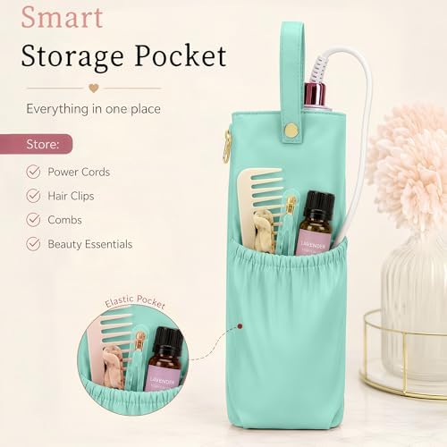 Hot Hair Tools Travel Bag with Heat Resistant Mat, 2-in-1 Hot Tools Organizer for Curling Iron, Flat Iron, Portable Travel Holder & Mat for Women (Green) - Image 4