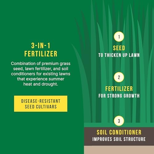 Sunday Heat Tolerant Seed + Feed - 3-in-1 Grass Seed, Fertilizer, & Soil Conditioner - Strengthens Lawns Against Heat & Drought - Covers 1,500 sq. ft. - 10lbs (Pack of 3) - Image 4