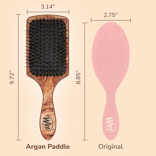 Wet Brush Paddle Hair Brush, Traditional Wood- Ultra-Soft IntelliFlex Detangling Bristles with AquaVent Design For Spreading Hair Treatments Evenly - Pain-Free Hair Brush For Women & Men - Image 5