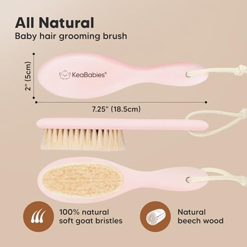 Wooden Baby Hair Brush for Toddler, Infant Cradle Cap (Blush, Regular) - Image 2