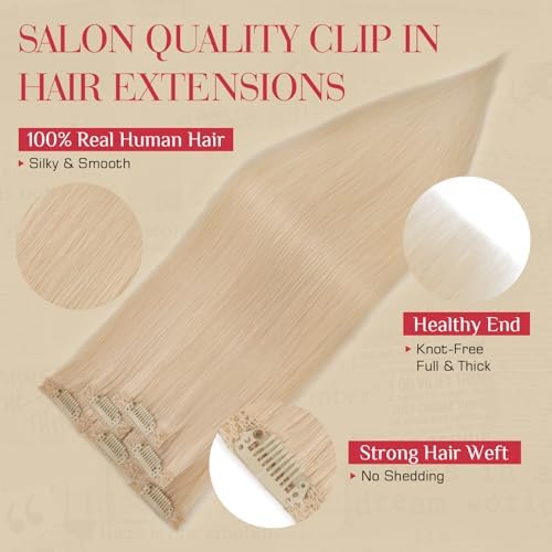 Rich Choices Real Human Hair Clip In Extensions-6 Pcs Single Clip Design-100% Remy Hairs Invisible Clip in Extensions for Thin Short Hair-Seamless Hairpieces for Women-12 Inches #60 Platinum Blonde - Image 3