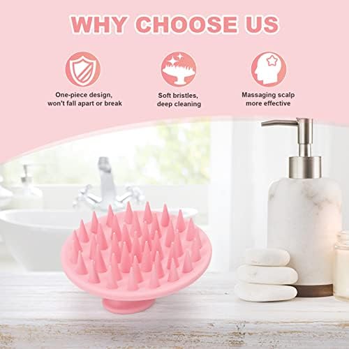 Meartchy Silicone Scalp Massager Shampoo Brush, Scalp Brush for Hair Growth & Dandruff Removal, Hair Scrubber Scalp Stimulator Exfoliator Brush with Soft Bristles for Wet Dry Scalp Care (Pink) - Image 6