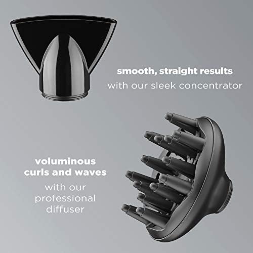 Infiniti PRO by CONAIR Hair Dryer,1875W Blow Dryer with Diffuser and Concentrator,Ceramic Technology,3 Heat & 2 Speed Settings,Cold Shot Button,Black,(Pack of 2) - Image 6