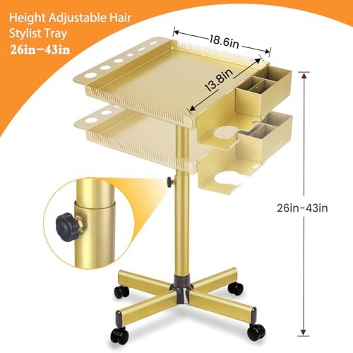 Salon Señor Gold Salon Rolling Tray Hair Extension Tray Cart - Image 4