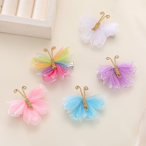 10Pcs Mini Butterfly Hair Bows for Girls Rhinestone Moving Hair Clips - Image 5
