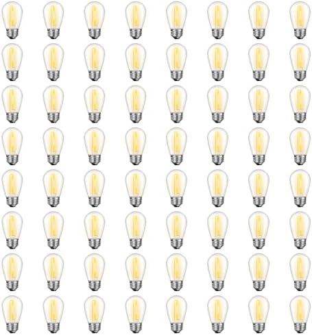 GvvooHome 64 Pack S14 LED Bulbs for Outdoor String Lights, Warm White, 1W by GvvooHome