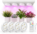 Rechargeable Grow Lights for Indoor Plants, 4000mAh Full Spectrum Wireless Magnetic Puck Grow Lights with Remote Control, Timer, Stepless Dimming and Type-C Charging for Plant Shelf and Flowers by Unknown