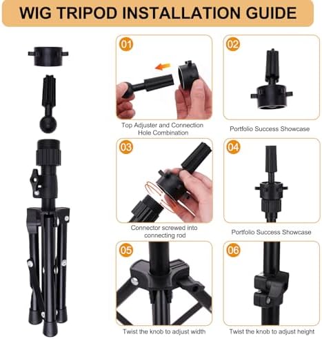 Wig Head Stand Set 22 Inch Wig Mannequin Head with Stand,Black - Image 5