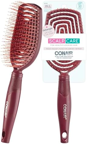 Conair Hair Brush, Scalp Care Detangling, Dual Flex Bristles, Red by conair