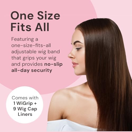 MILANO COLLECTION WiGrip Comfort Band with 9 Pack Nylon Wig Cap Liners Combo, Non-Slip Velvet Wig Grip Band & 9 Elastic Caps, Adjustable, One Size Fits All, Black - Image 2