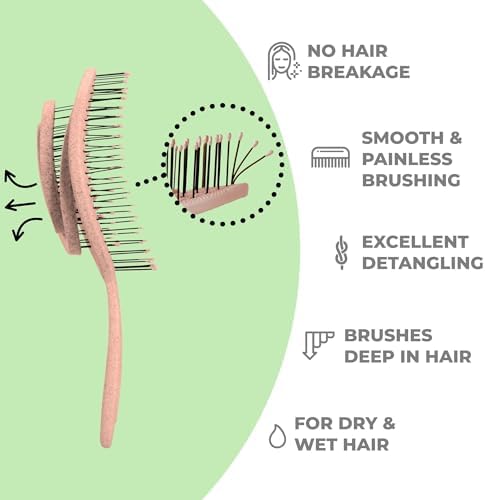 Ninabella Detangler Brush - No Tangle Hair Brush for Women, Fine, Thick and Long Hair - Hairbrush for Wet and Dry Hair, Gentle on the Scalp - Rose Gold - Image 2