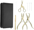 HARFINGTON Hair Extension Beading Tool Kit Stainless Steel Hair Extensions Micro Link Bead Closer and Remover Pliers Micro Ring Loop Needle Pulling Hook and Cutting Scissors, Gold Tone by HARFINGTON