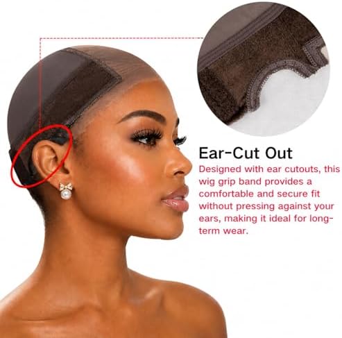 Lace Wig Grip Cap Women: 4x5 Transparent Swiss Lace Front - Non-slip Wig Gripper for Keeping Wigs In Place - Adjustable Elastic Headband Medium Size - Image 4
