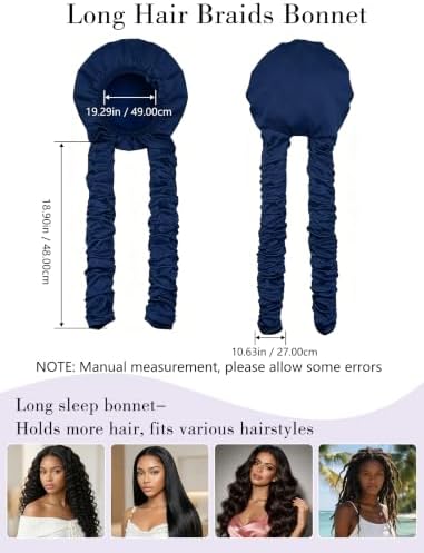 Heatless Curl Satin Bonnet for Sleeping, No Slip Sleep Bonnet with Long Curling Ribbons for Braids & Long Hair - Image 4