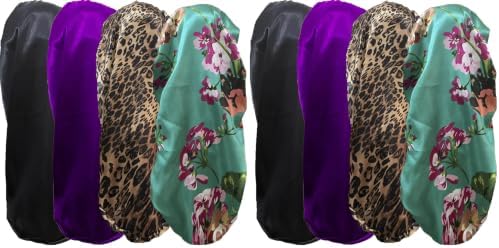 4 Pcs Satin Bonnet for Women, Long Sleep Cap Soft Silky Bonnet for Braids (Pack of 2) by Wzl+Wlg