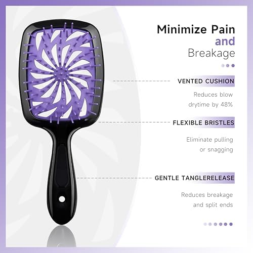 11-Piece Hair Brush Set with Detangling Brush and Hair Spray Bottle, Purple - Image 2