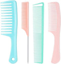 SALONSILK Dopamine Colorful 4PCS Professional Comb Set, Wide Tooth Rat Tail Fine Tooth Hair Combs, Braiding Cutting Barber Styling Curly Parting Set for Men and Women by SalonSilk
