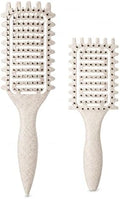 Curl Defining Brush for Curly Hair, Vented Detangling Hair Brush for Wet and Dry Styling, Curved Brush for Shaping and Smoothing Curl Clumps, Lightweight Hair Brush (2Pcs Beige) by Yingbtr