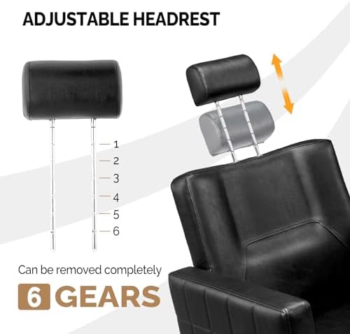 OmySalon Salon Chair for Hair Stylist, Reclining Barber Chair Hairdressing Styling Chair with Adjustable headrest, Beauty Shampoo Barbershop Furniture - Image 3
