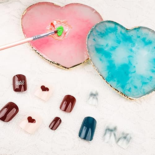 2 Pcs Resin Nail Art Palette Set, Pink, Gold Edge - Image 4