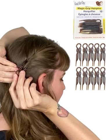 Good Hair Days Magic-Grip Hairpins, 10 Styling Updo U-Pins for Strong Hold by GoodHairDays