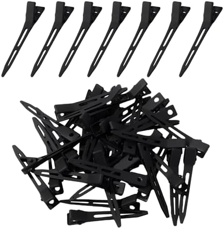 Choicbaby 40 PCS Black Hair Clips Metal Duckbill Clip 2.2 Inch Duck Clips for Hair Single Prong Curl Hairpins With Holes Duckbill Hair Accessories for Women Hair Styling Clips by choicbaby