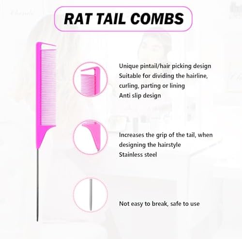 DAN Technology Hair Styling Kit - Hot Comb, Edge Brush, Rat Tail Comb, Bristle Brush for Lace Front Wigs and Black Hair - Image 5