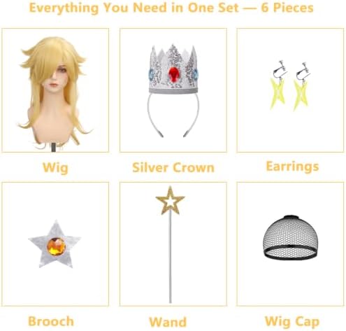 Mildiso 6pcs Girls Blonde Princess Costume Wig Kids Cosplay Halloween M136 - Image 2