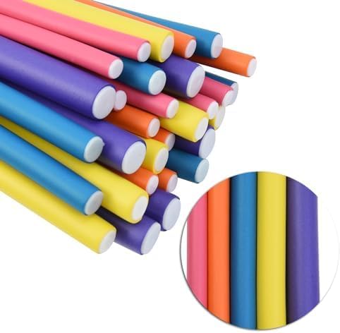 30 Pieces 9.45 Inch Flexible Hair Curling Rods Soft Foam Hair Curlers Rollers No Heat Bendable Curling Rods for Short Medium Long Hair (5 Colors) - Image 6
