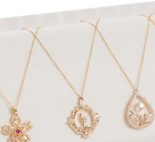 Necklace Holder, 3 Tier Necklace Organizer Stand with White Velvet, Wood Necklace Display Stands for Selling, Jewelry Display Stand for 72 Necklaces Bracelets (2 pack) - Image 3