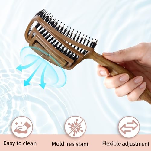 Hair Brush Detangler - Curved Vented Detangling Hair Brush for Women Men, Paddle Brush for Curly Straight Hair, Wet and Dry Styling, Faster Blow Drying - 2 Pcs - Image 4