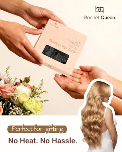 BONNET QUEEN Large Satin Heatless Hair Curler for Long Thick Hair, All-in-One Overnight Curling Rod, Heatless Curls Bun with Built-in Scrunchies, Day-to-Night Styling for Sleep, Travel & Gym, Black - Image 6