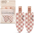 Kitsch Creaseless Hair Clips for Women - Checkered Terracotta, 2pcs by Kitsch