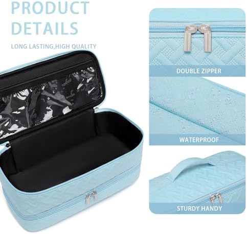 Double-Layer Travel Carrying Case for Hair Dryer/Shark Flexstyle/Dyson Airwrap and Hair Styler Attachmentst Portable Storage Organizer Bag Hair Tools Travel Bag (Blue) - Image 3