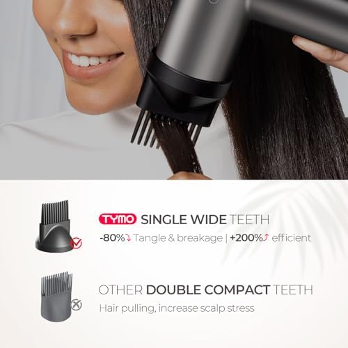 TYMO Hair Dryer with Diffuser, 1500W High-Speed Professional AIRHYPE Lite Blow Dryer with Comb for Fast Drying, 110,000RPM Brushless Motor, 200 Million Ionic Hairdryer, 3 Speeds & 4 Temps, Low-Noise - Image 6